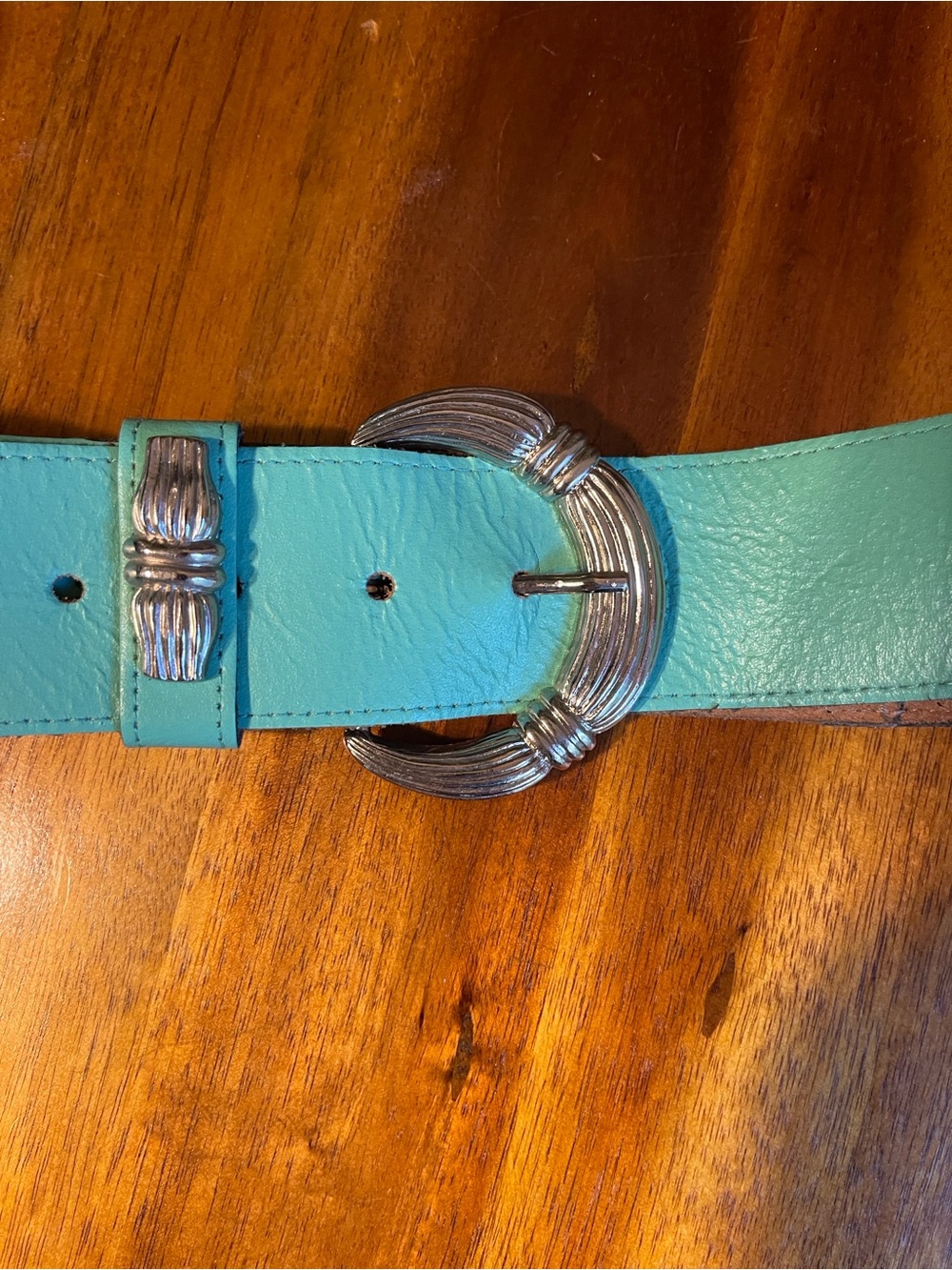Vermillion Leather Made in Italy Turquoise Mint Green Wide Waist Belt Sz M